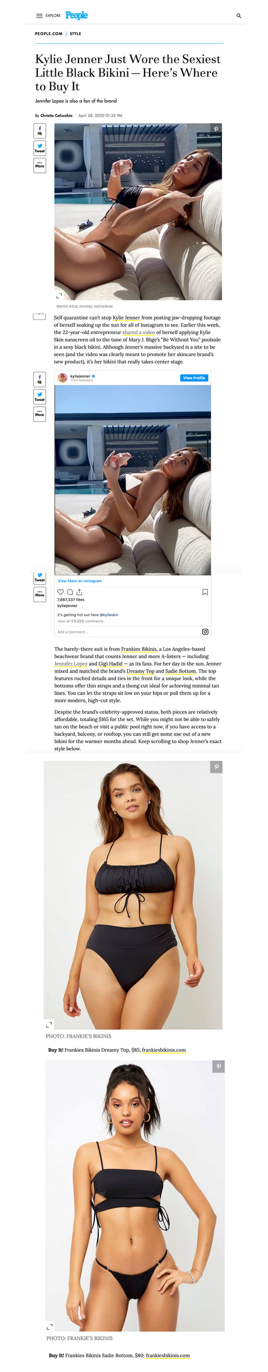 Kylie Jenner Sizzles in Steamy Instagram Video Wearing Frankies Bikinis