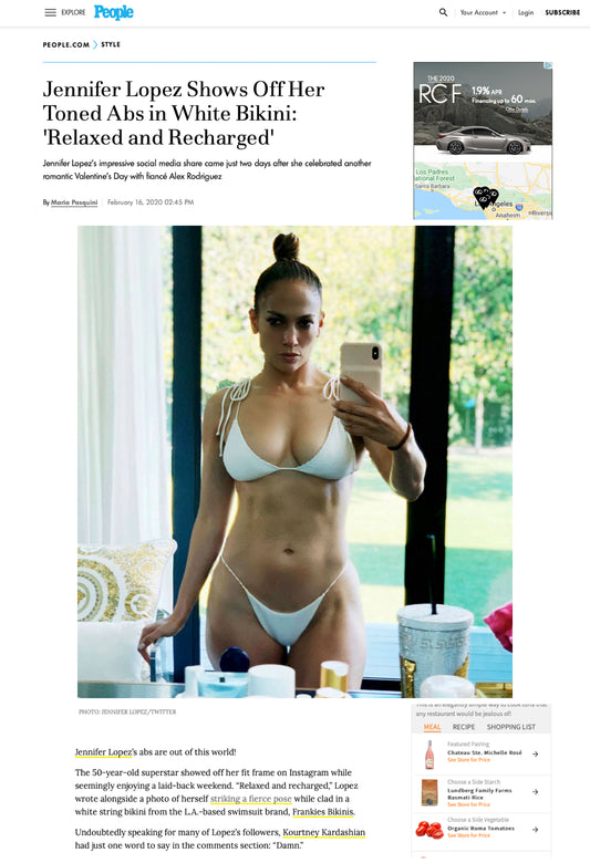 Jennifer Lopez Poses in White Bikini by Frankies Bikinis