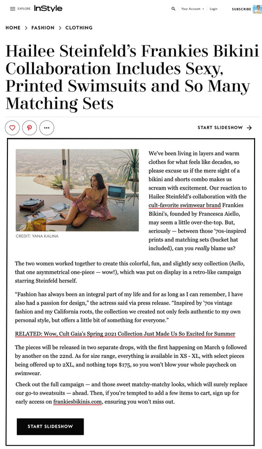 Frankies Bikinis Launches Collaboration With Hailee Steinfeld