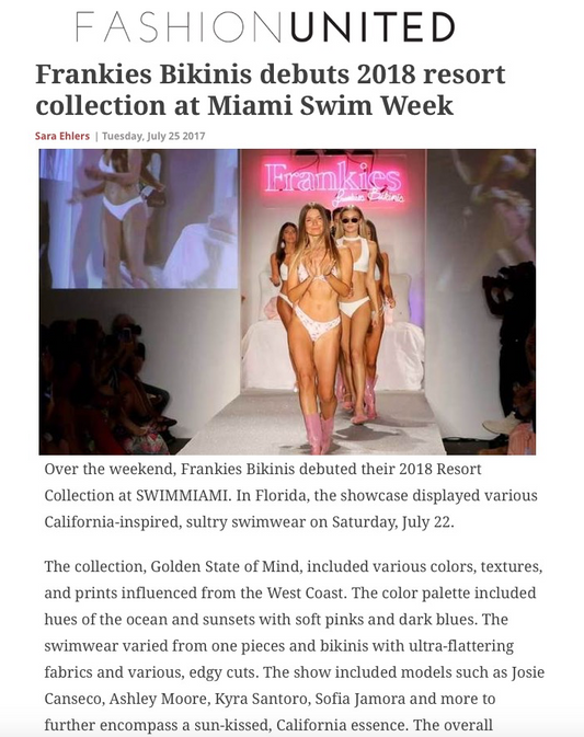 Fashion United Features Frankies Bikinis 2018 Collection at Miami Swim Week