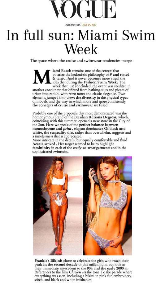Vogue Mexico Features Frankies Bikinis Miami Swim Week Show