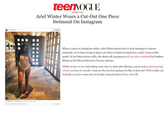 TeenVogue Features Starlet Ariel Winter in the Poppy One Piece