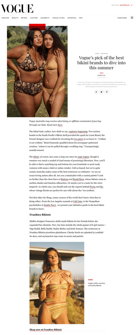 Frankies Bikinis in Vogue Australia