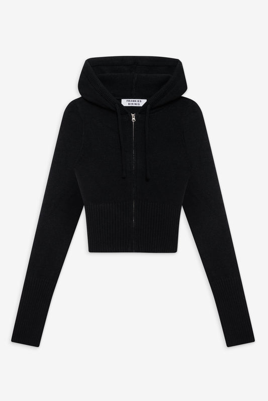Aimee Cloud Knit Zip Up Hoodie Black by Frankies Bikinis