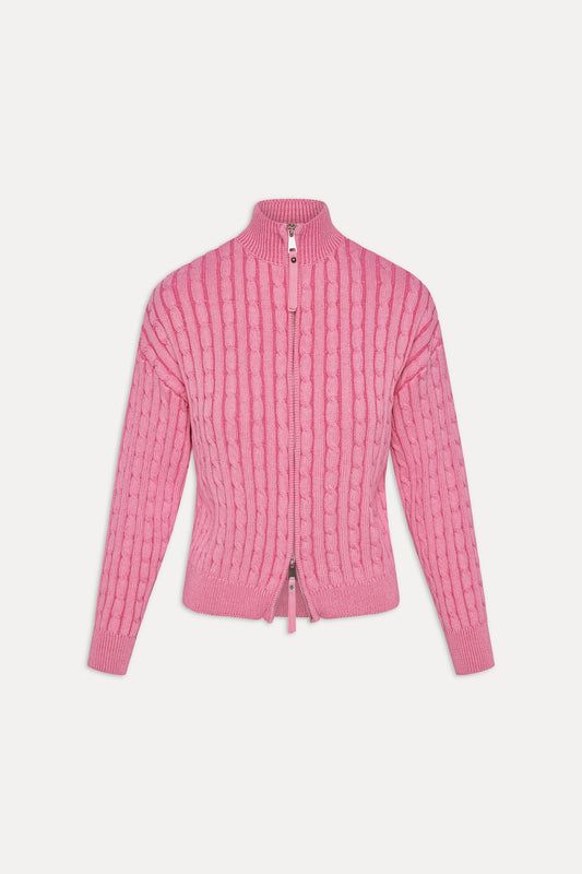 Bea Cable Knit Zip Up Sweater - Sweetheart by Frankies Bikinis