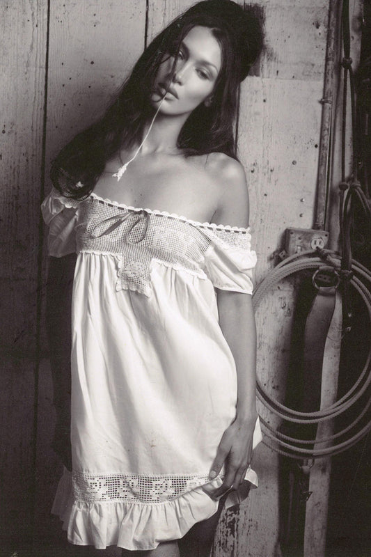 Product--BELLA HADID Western Poplin Mini Dress White
