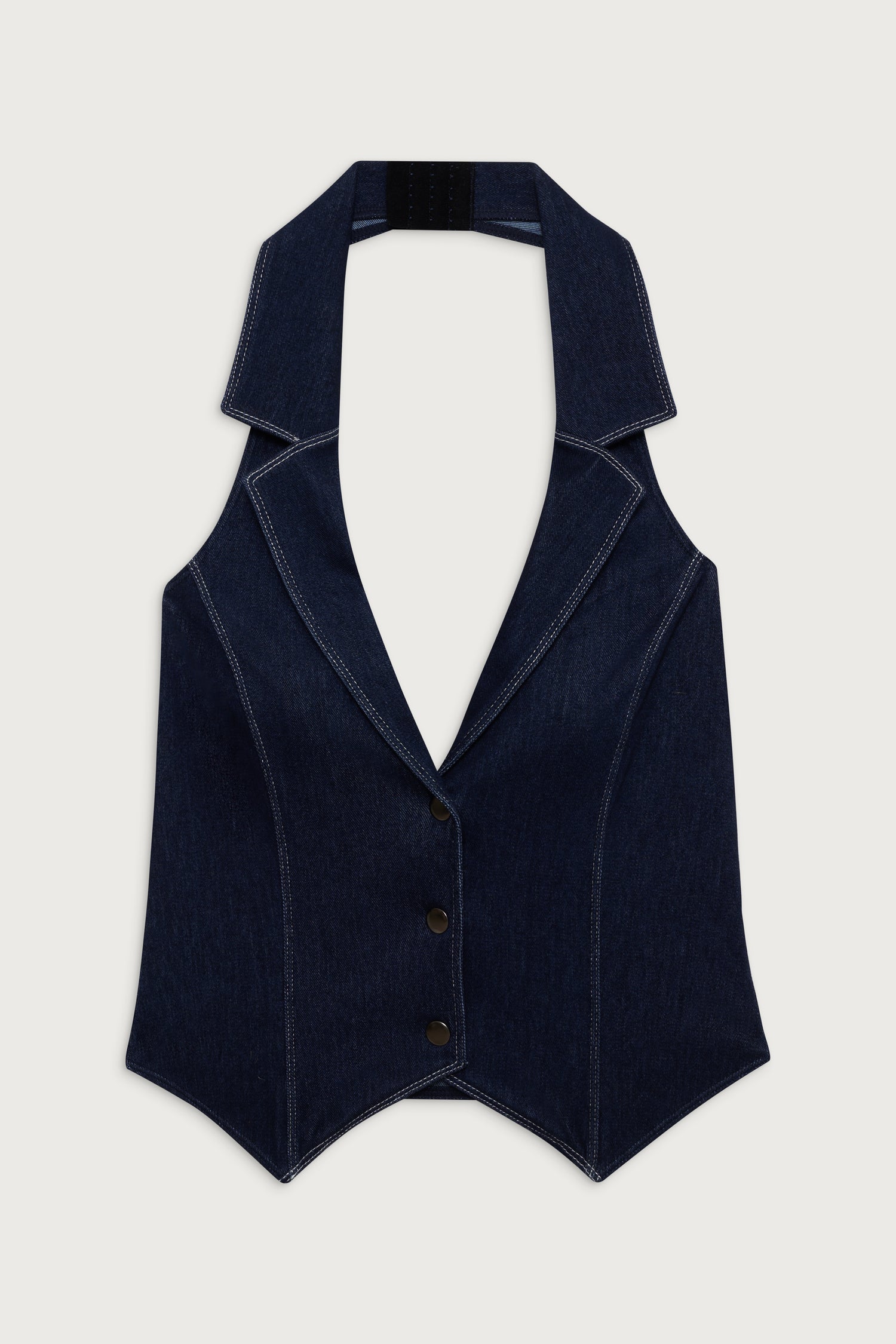 Charly Denim Halter Top  Blue Denim