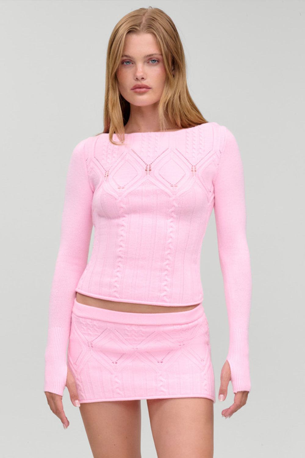 トップス PINK Cyprus Cloud Cable Knit Top - Pink Gem