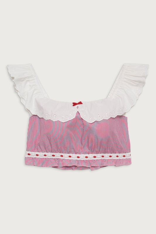 Product-Hover--Darling Striped Cropped Shirt - Peppermint