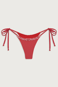 Divine Tie Side Skimpy Bikini Bottom - Scarlet Dot