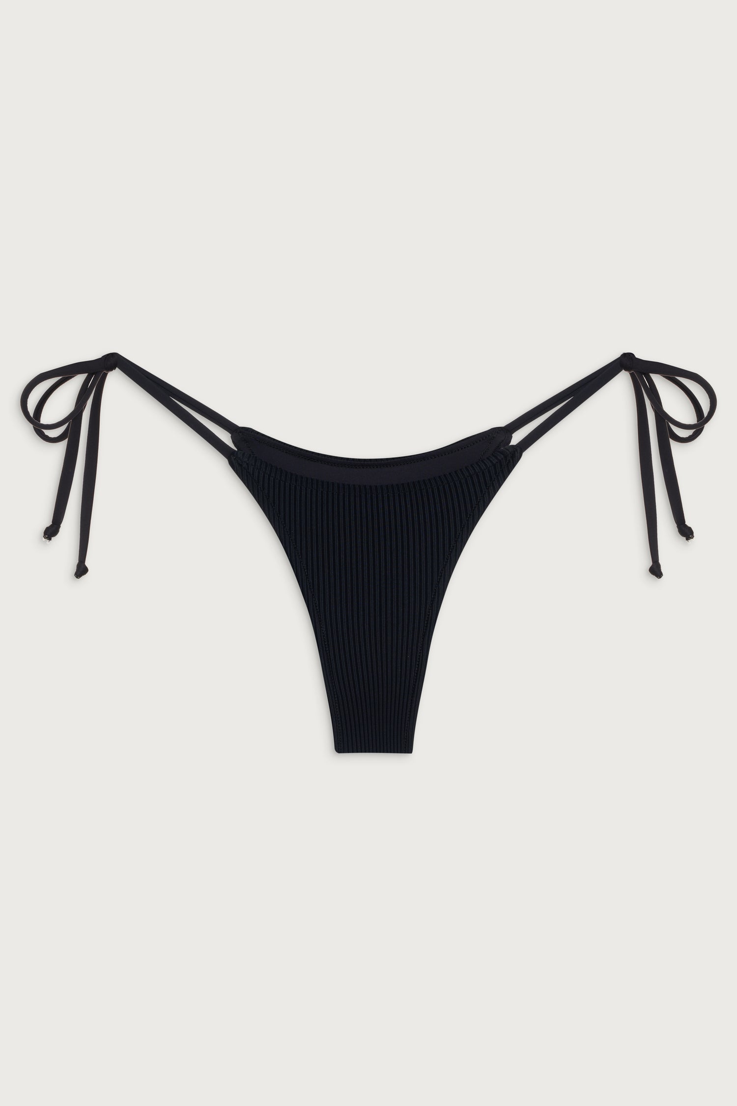 Divine Ribbed Skimpy Bikini Bottom  Black