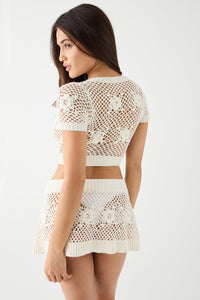 Adaline Crochet Mini Skirt - White