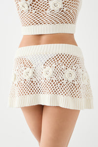 Adaline Crochet Mini Skirt - White