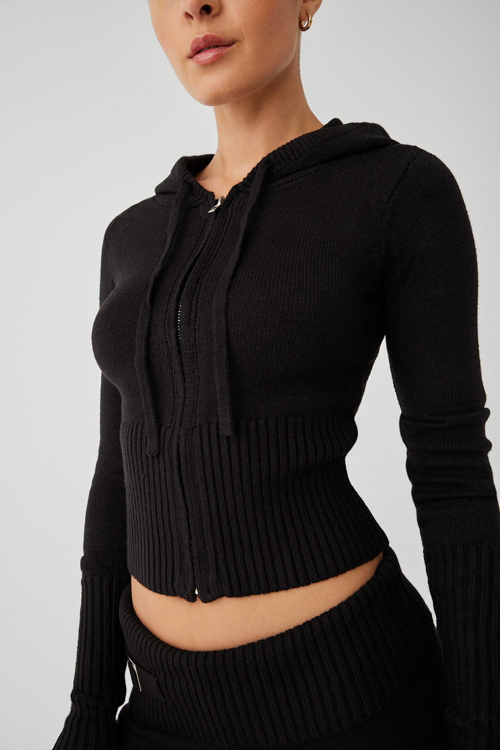 Ribbed zip clearance up sweater