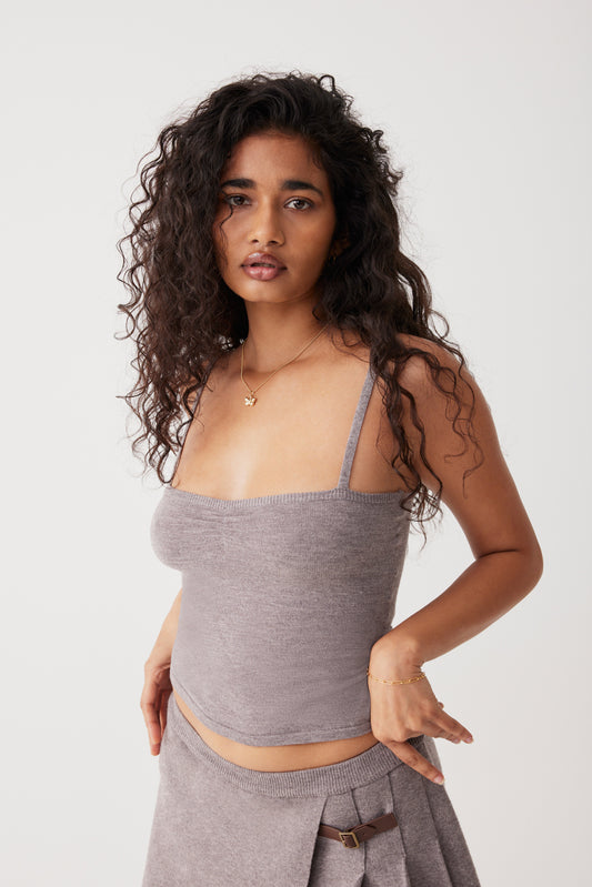 Product--Carmen lightweight knit tank dark pearl