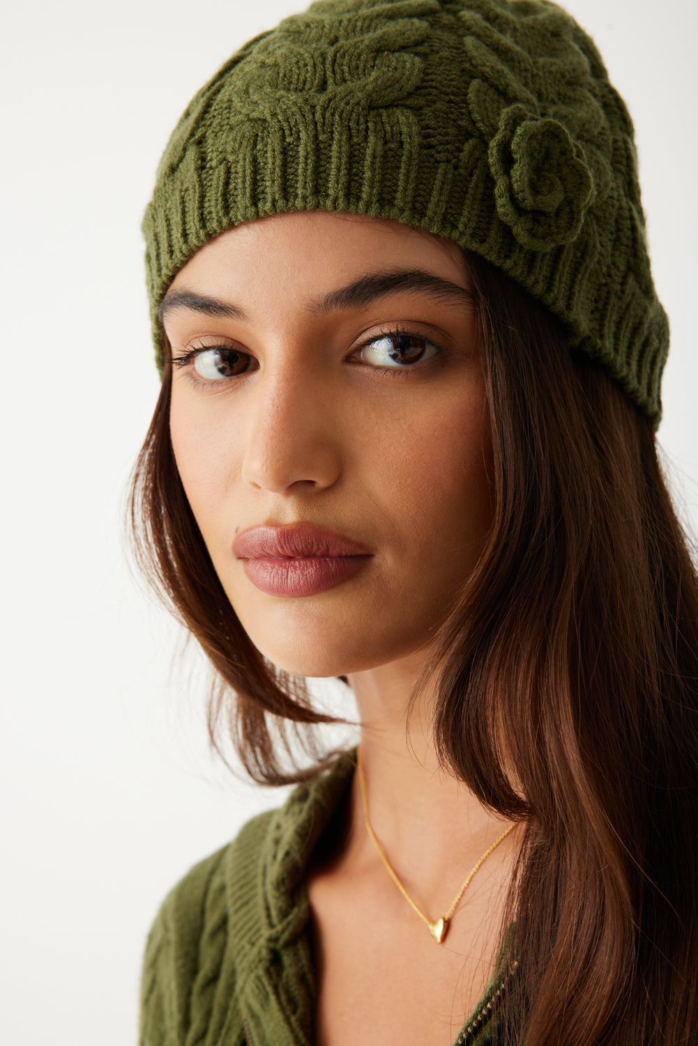 Cece Cable Cloud Knit Beanie Jade Green