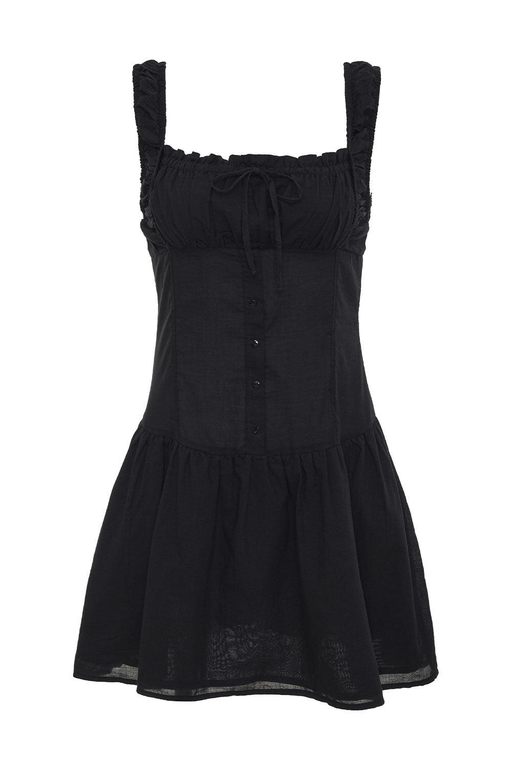 Christa Ruffle Mini Dress  Black