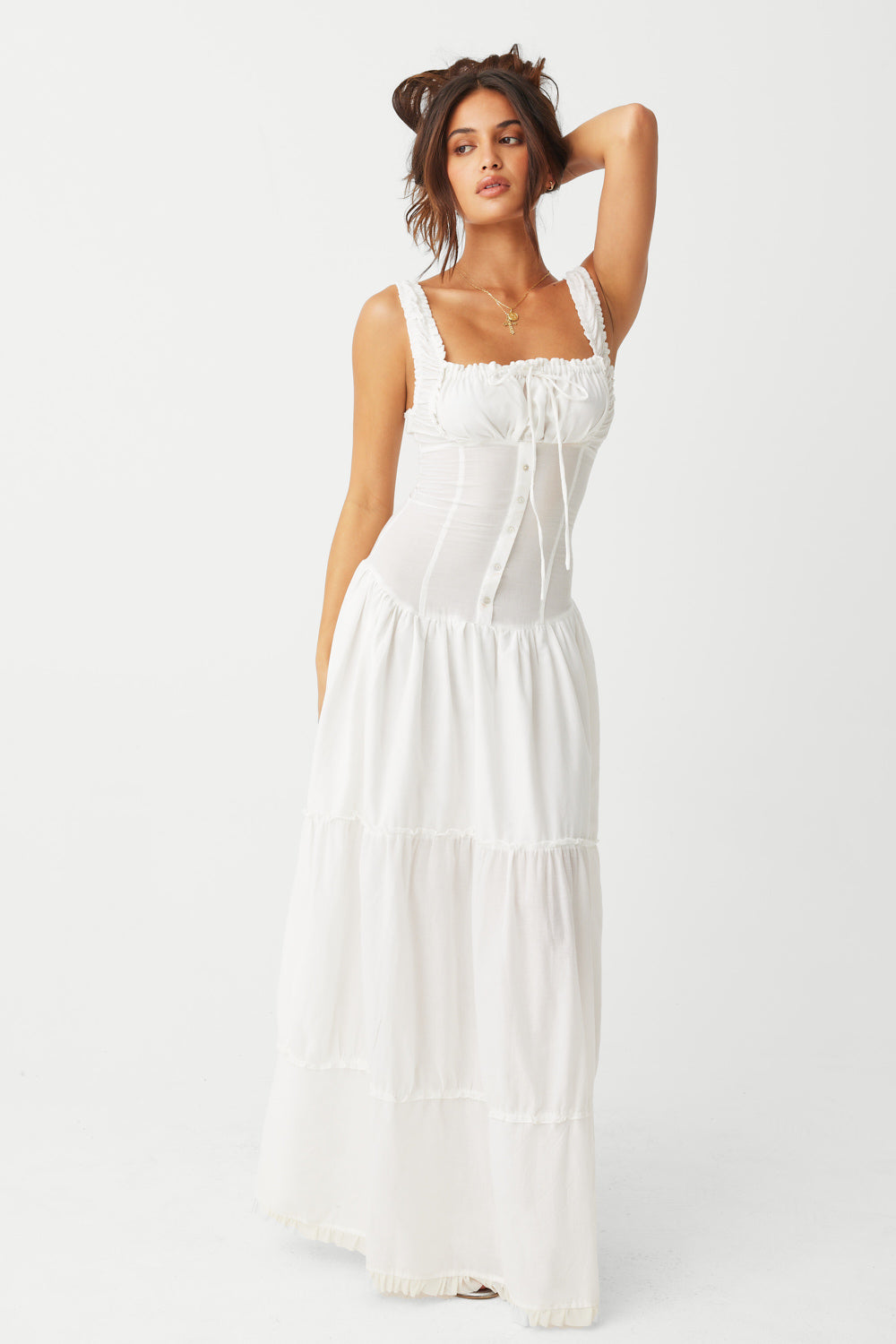 Lucky Brand Womens Lace Tiered Maxi Dress : : Clothing, Shoes &  Accessories