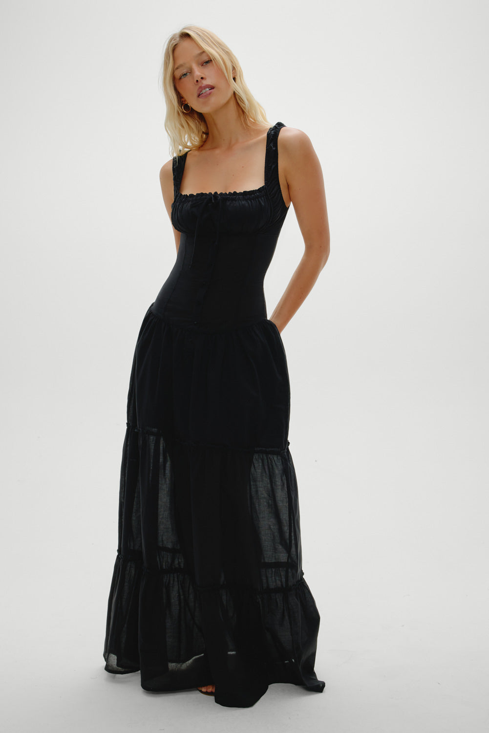 Christabelle Ruffle Maxi Dress  Black