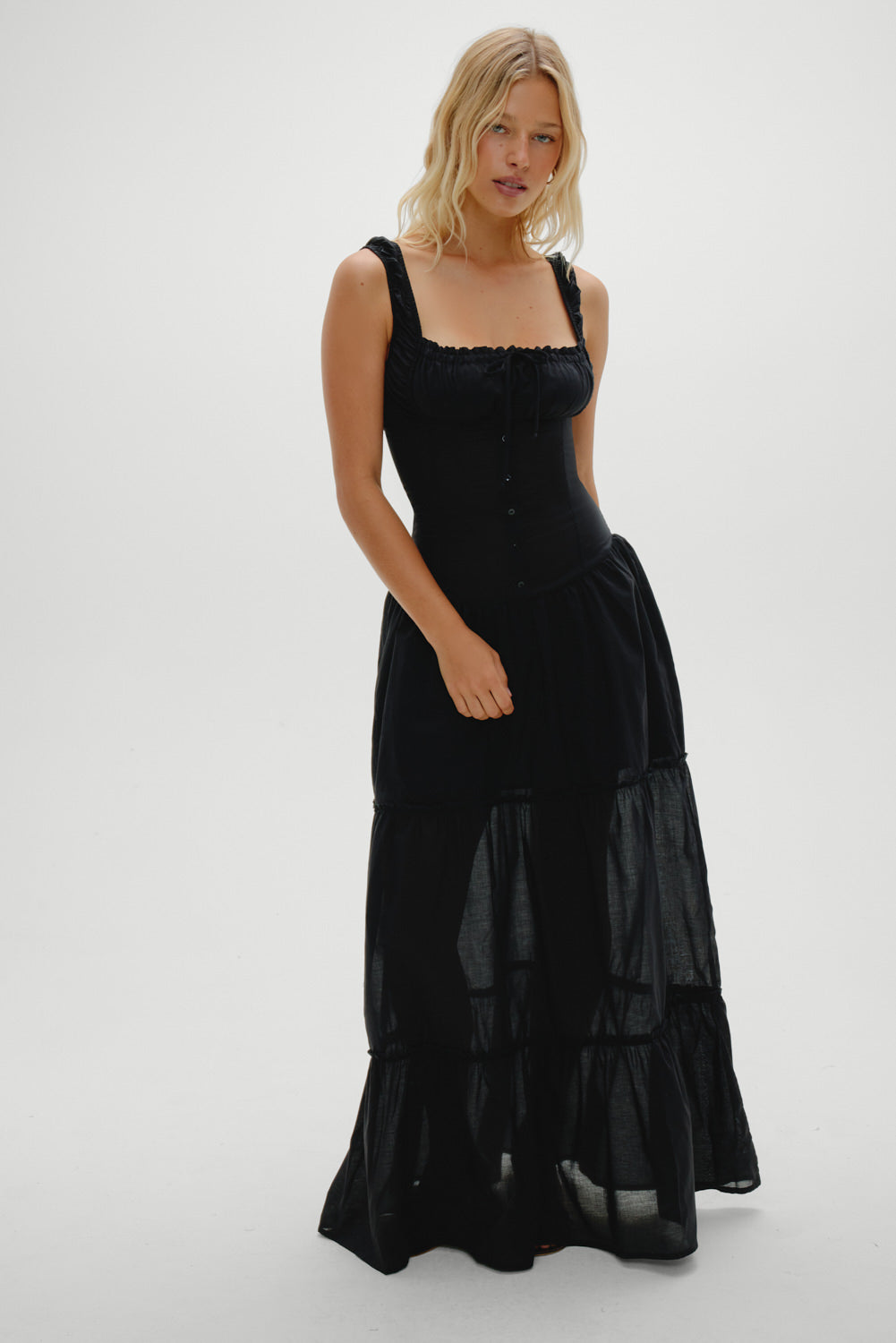 Christabelle Ruffle Maxi Dress  Black