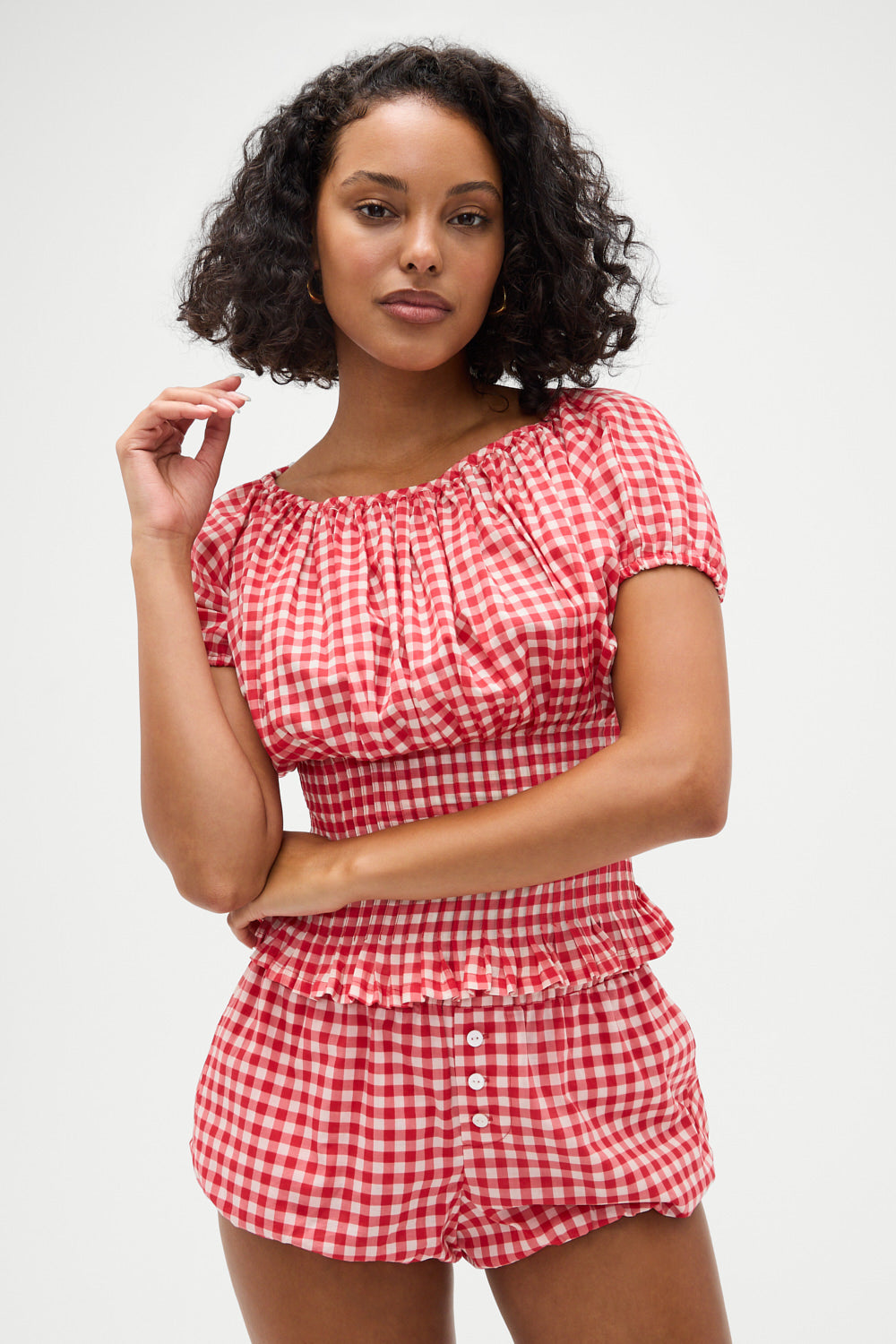 Cider Gingham Blouse   Cherry Gingham