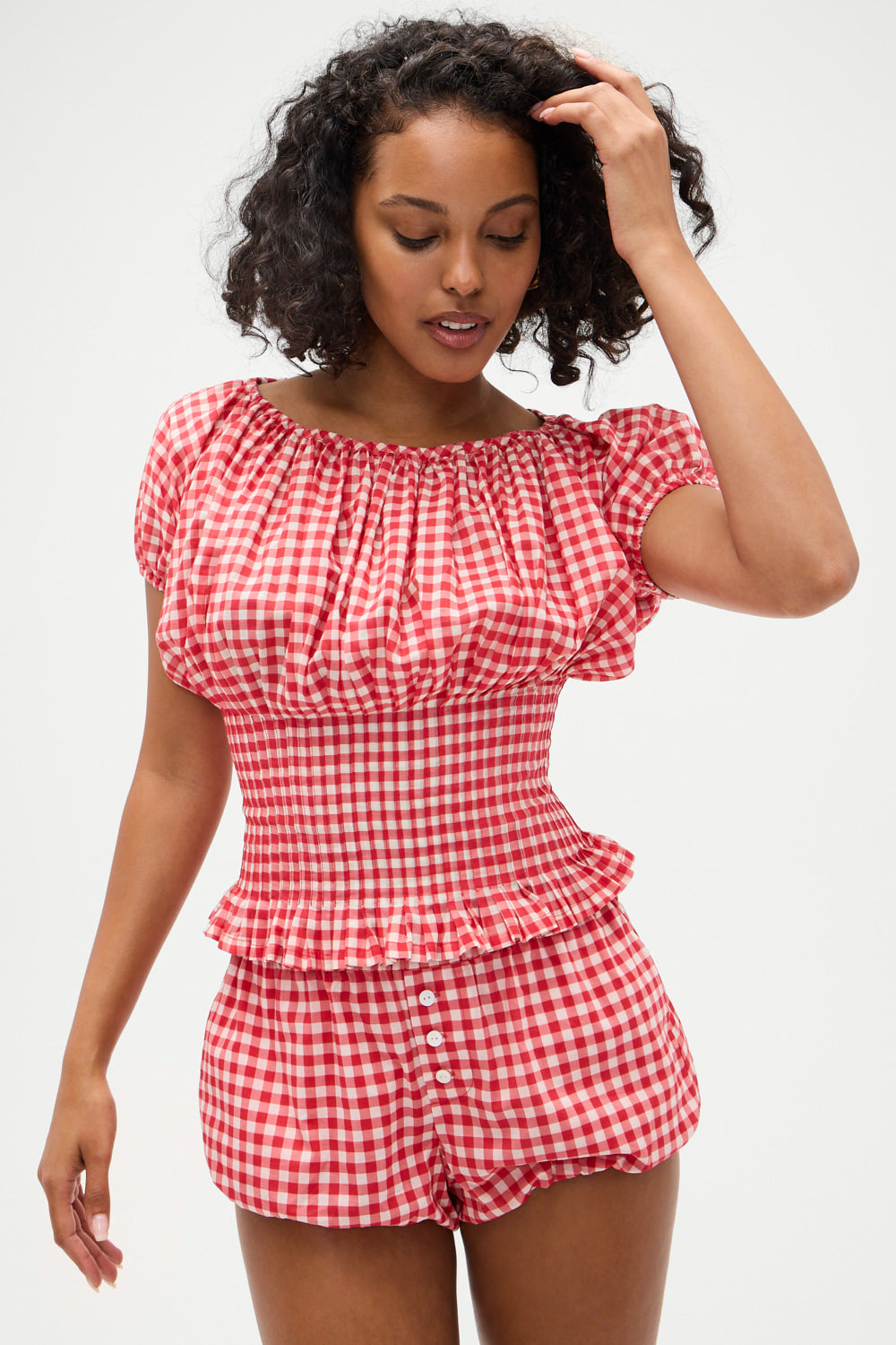 Cider Gingham Blouse   Cherry Gingham