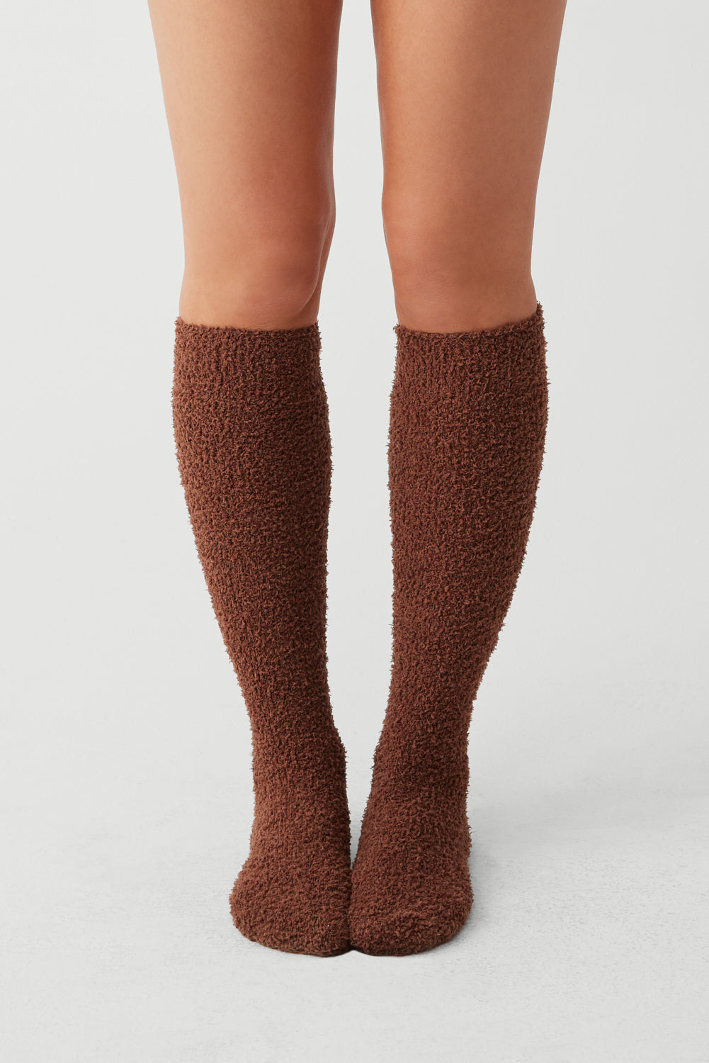 Cuddle Fuzzy High Socks  Chocolate Lily