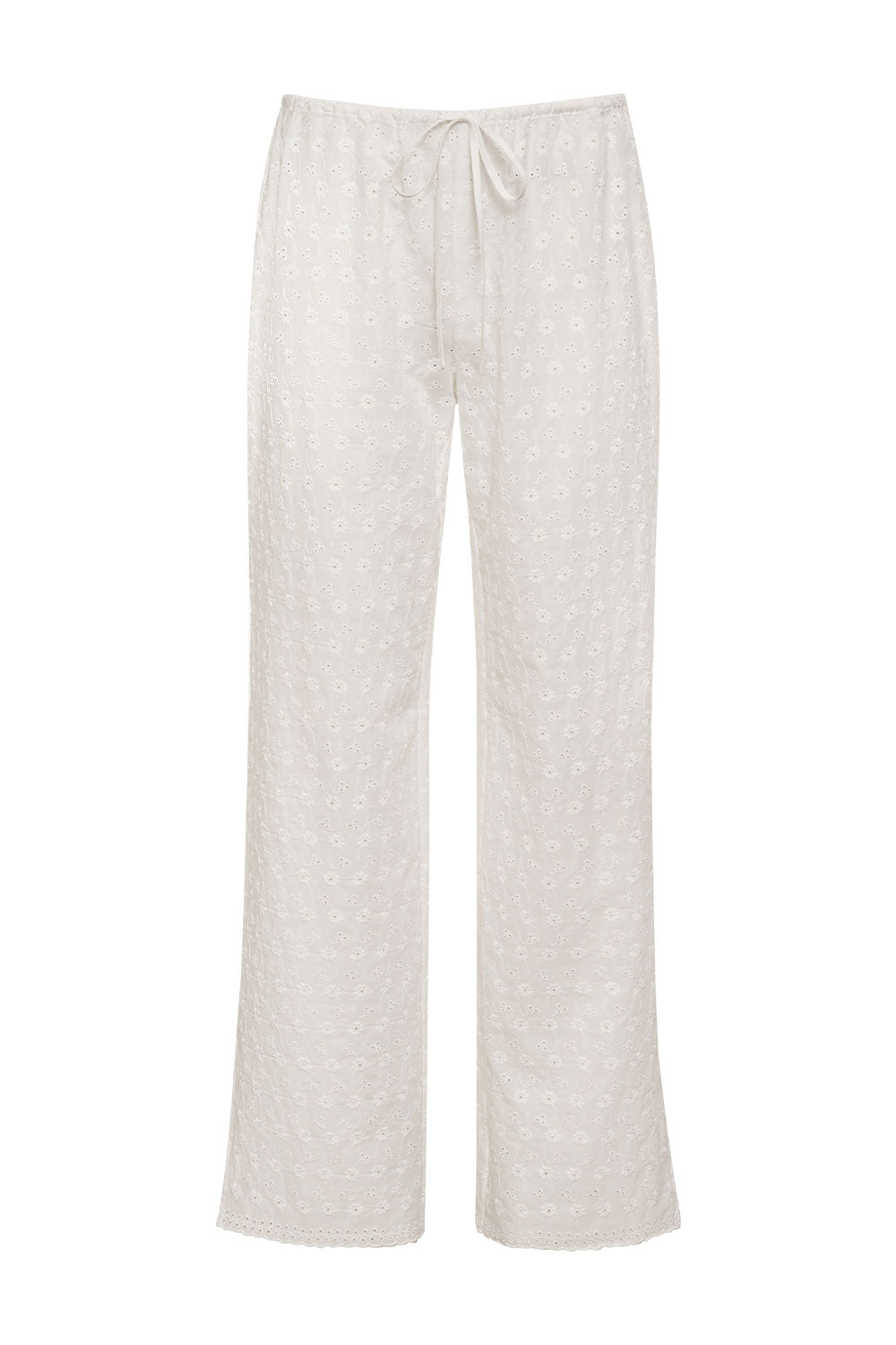 Daisy Eyelet Low Rise Pant - White