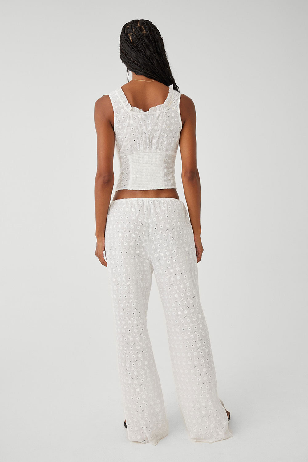 Daisy Eyelet Low Rise Pant  White
