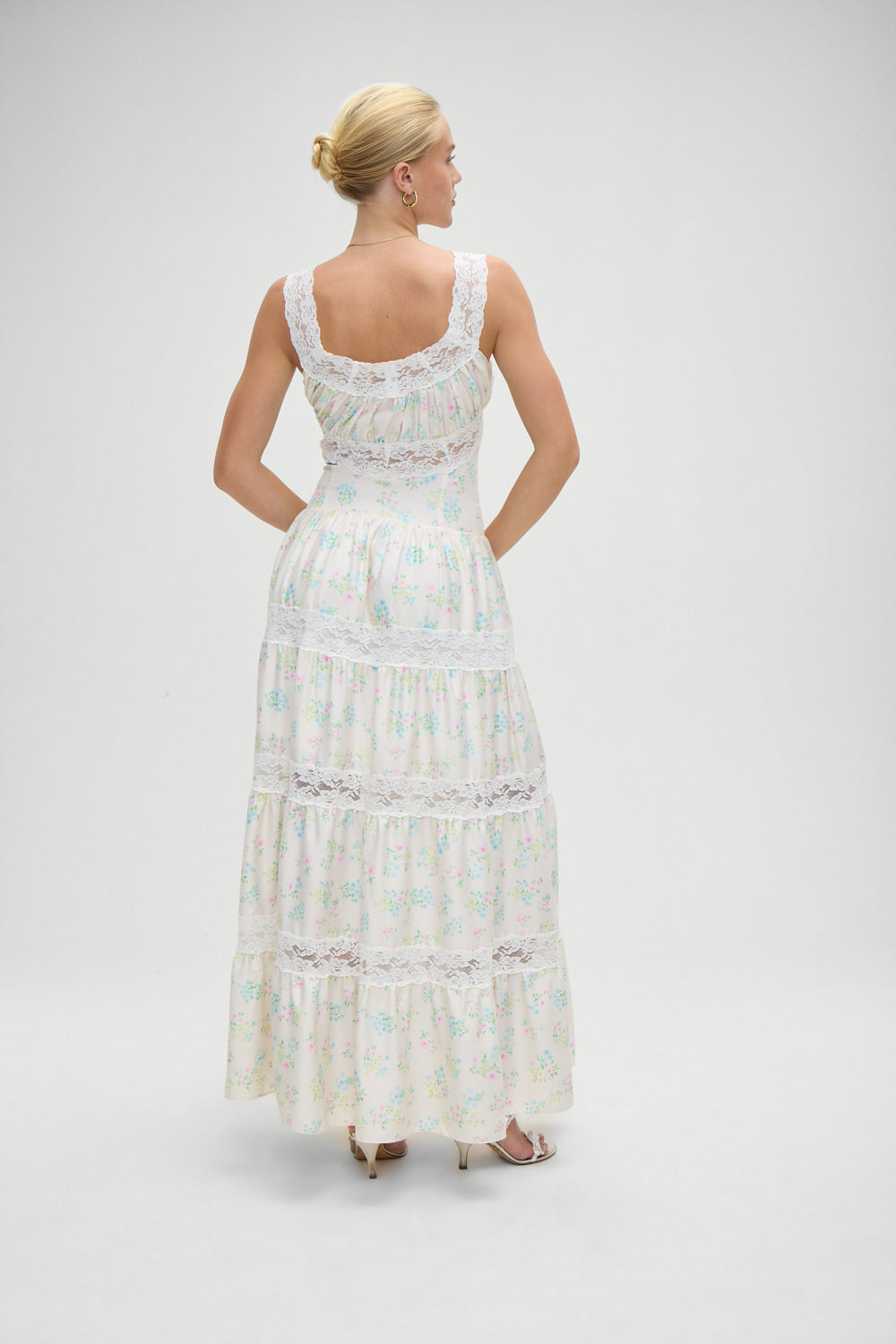 Dakota Floral Satin Maxi Dress  French Riviera