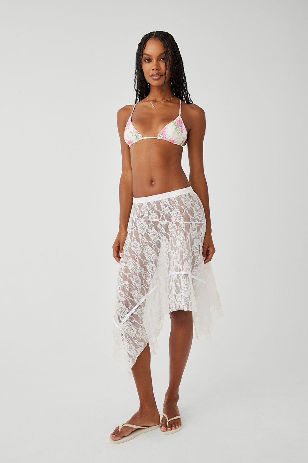 Day Lace Midi Skirt  White