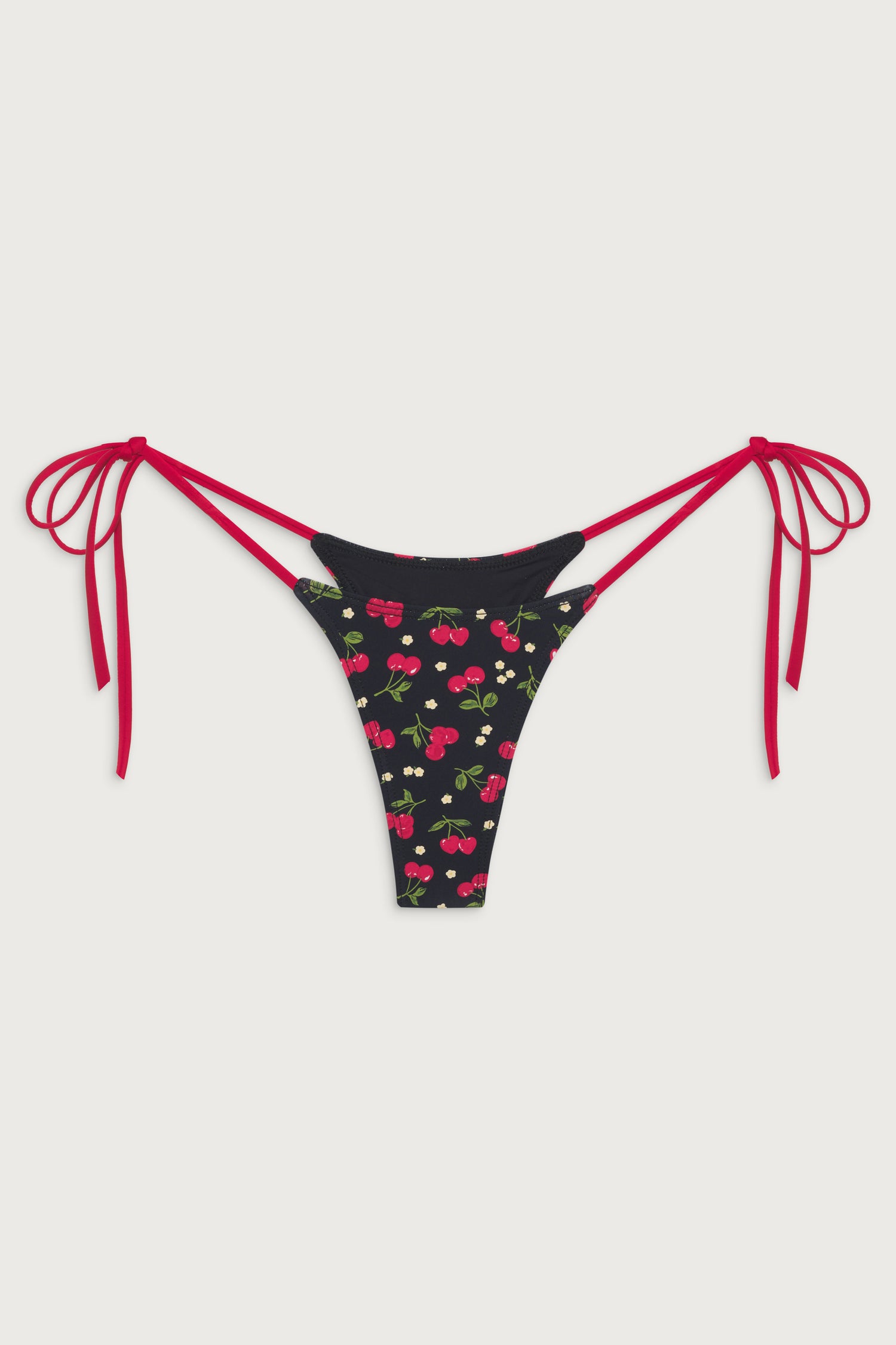 Divine Tie Side Skimpy Bikini Bottom - Cherry Hearts