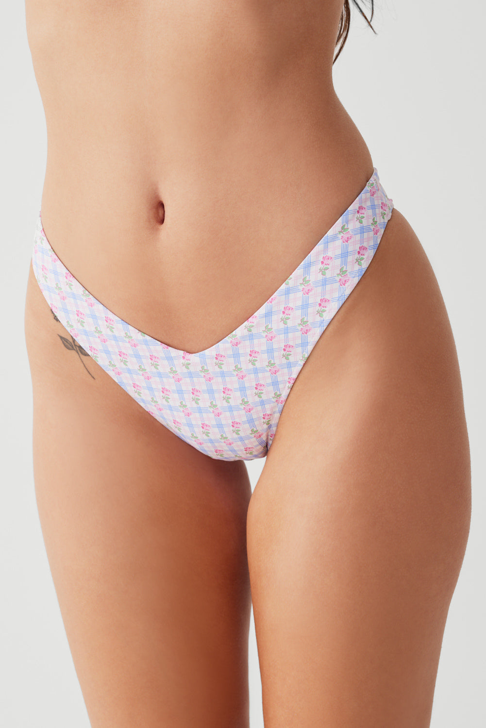 Enzo Plaid Cheeky Bikini Bottom  Rose Picnic
