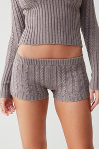 Evermore Cable Cloud Knit Micro Short Dark Pearl