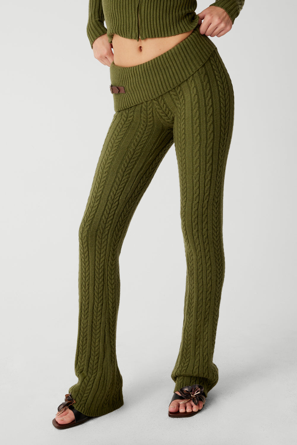 Fleur Cable Cloud Knit Pant  Jade Green