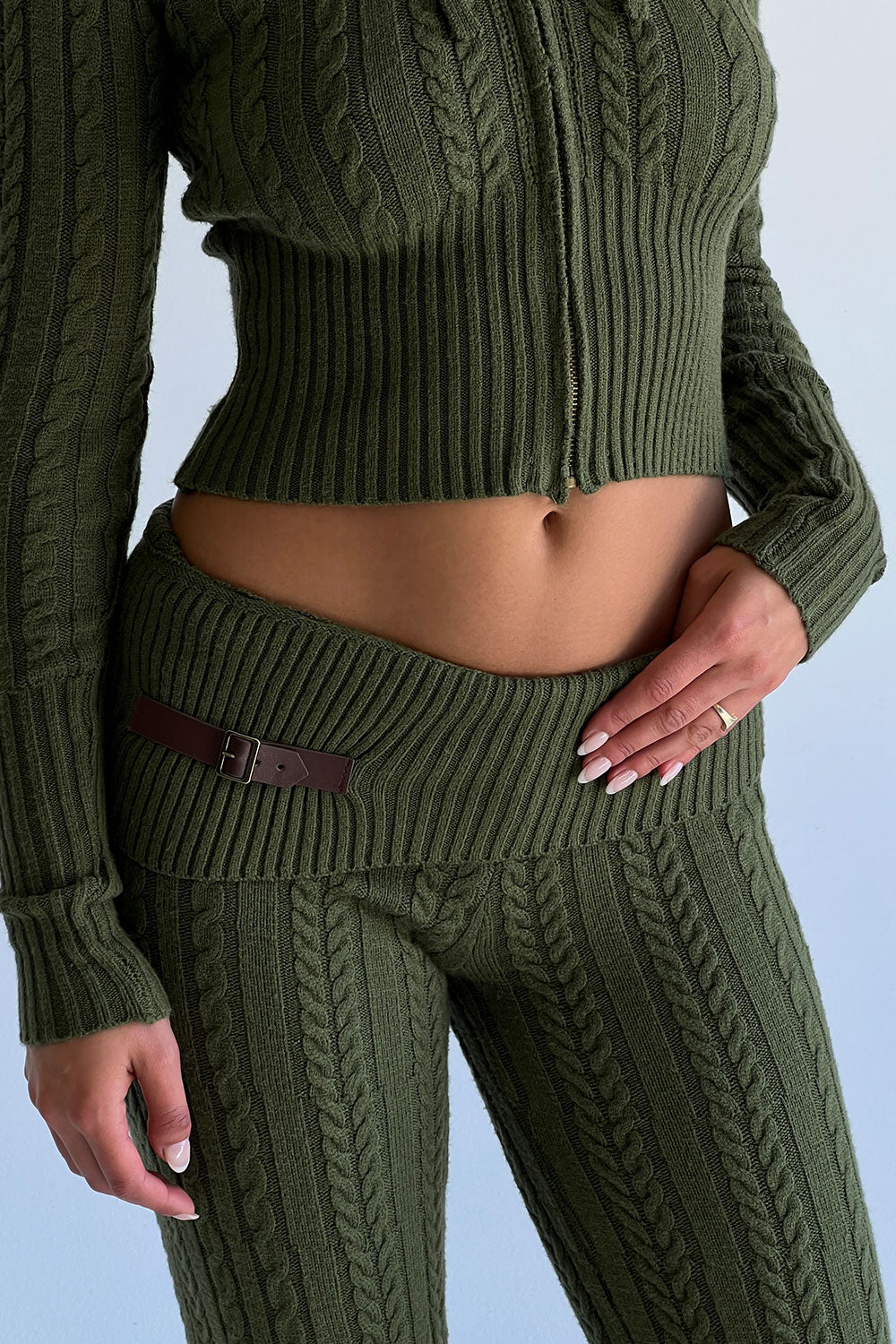 Fleur Cable Cloud Knit Pant  Jade Green