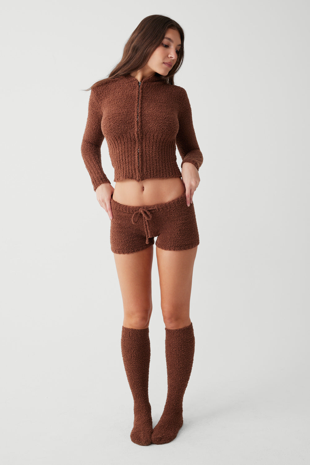 Harlowe Fuzzy Mini Short  Chocolate Lily