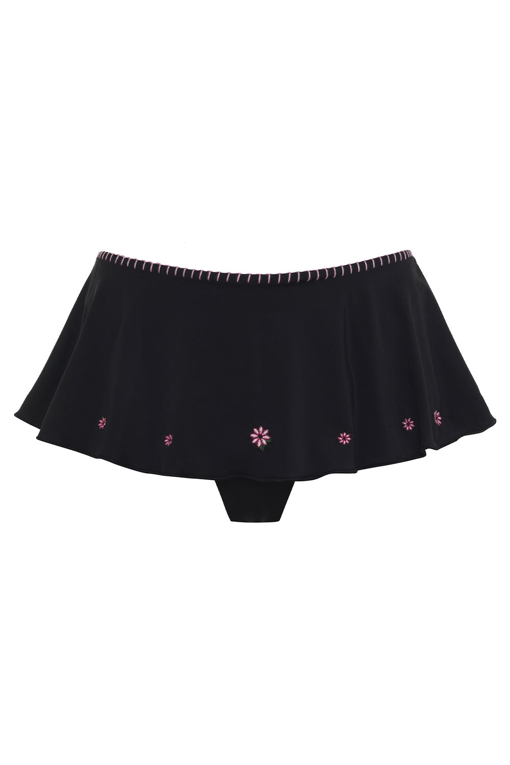 Izabella Embroidered Swim Skirt Bikini Bottom  Sea Fairy Black