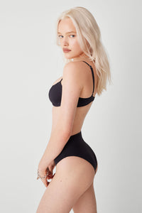 Jenna High Waist Bikini Bottom Black