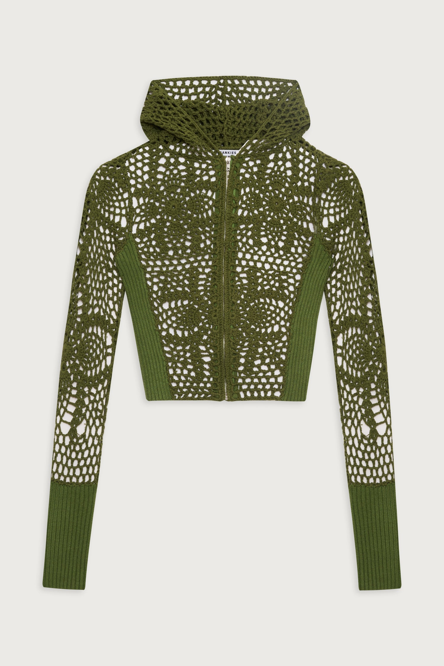 Lyla Crochet Zip Up Hoodie  Sea Moss