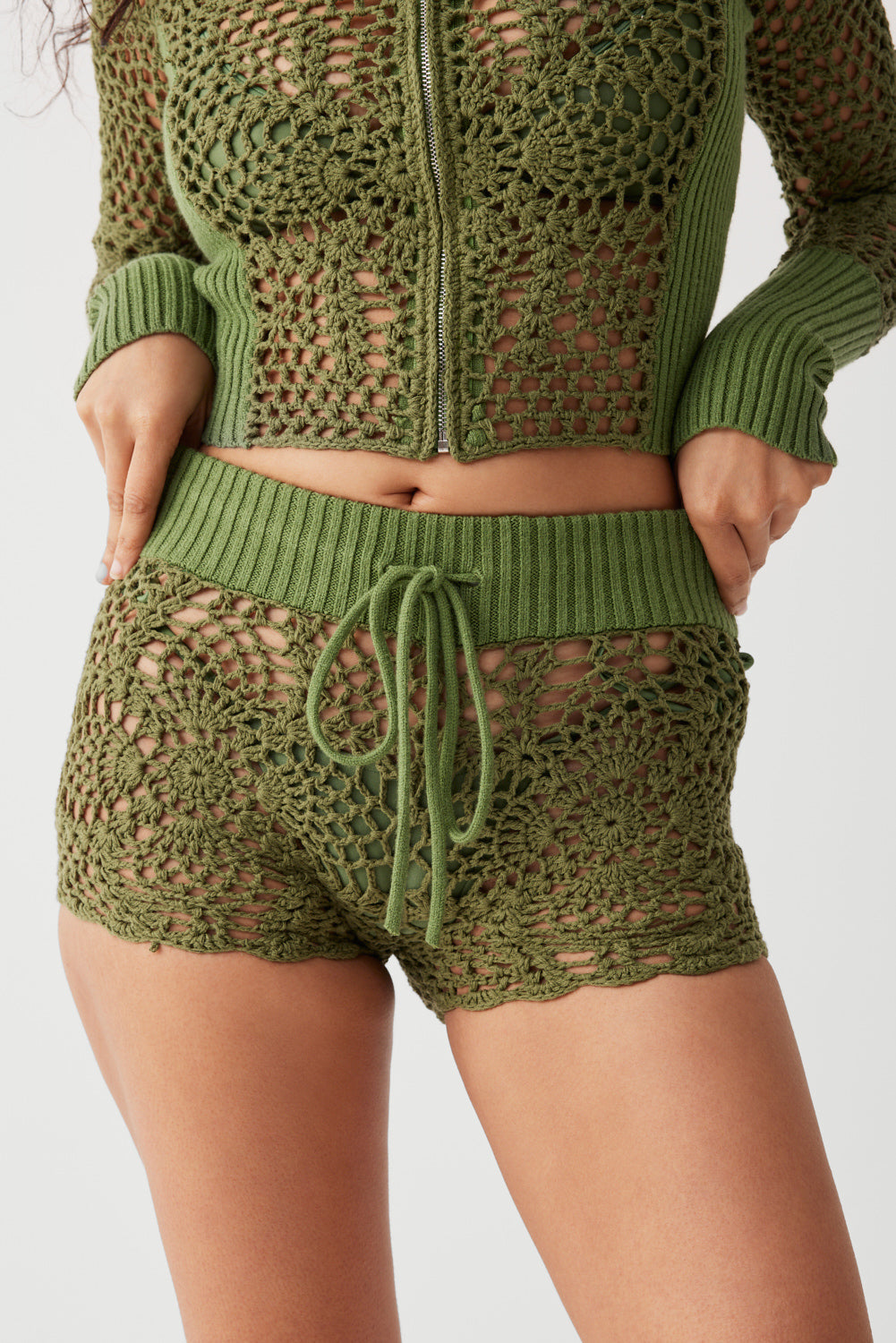 Lyla Crochet Mini Short  Sea Moss