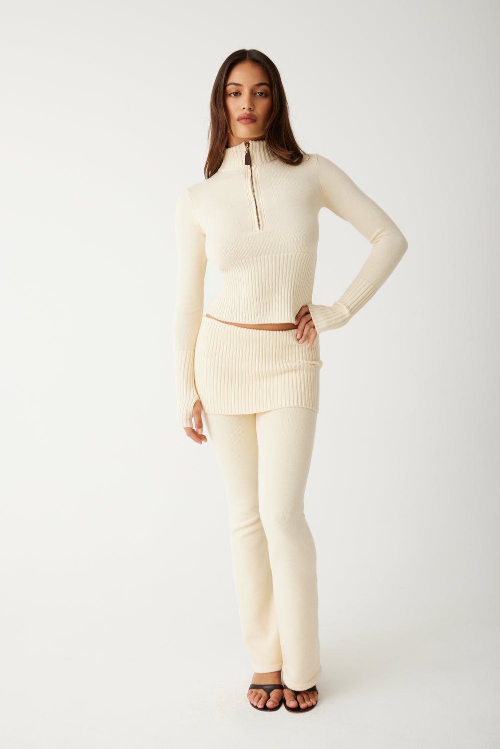 Mason Cloud Knit Flare Pant  French Vanilla