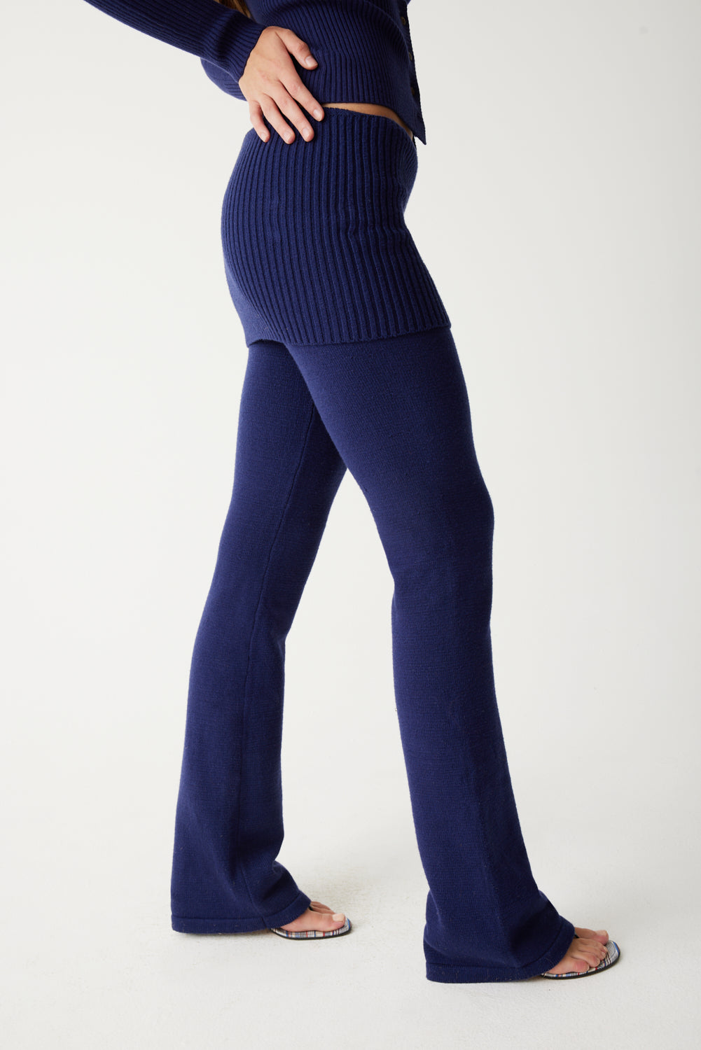 Mason Cloud Knit Flare Pant  Luna Blue