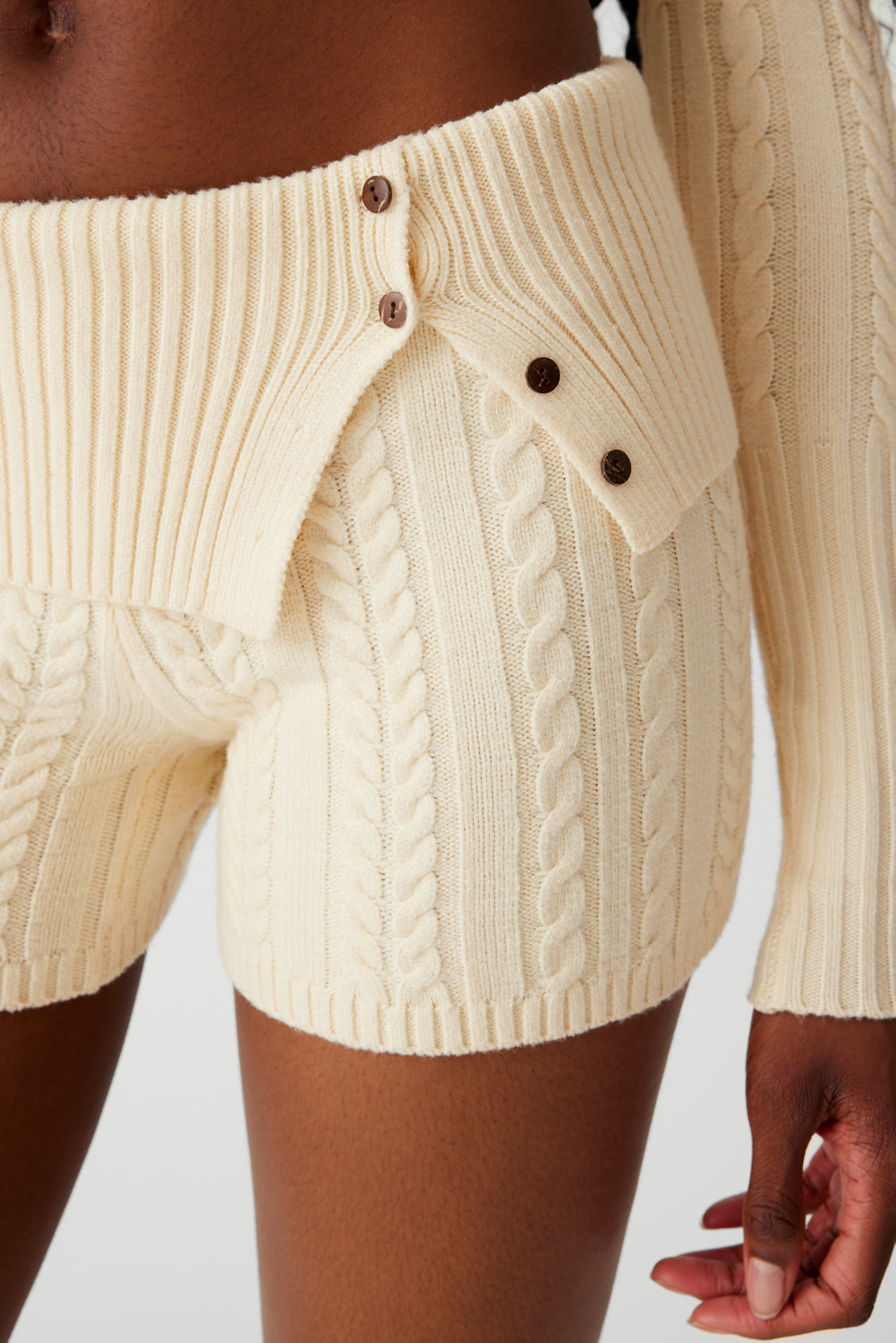 Nolan Cable Cloud Knit Mini Short  French Vanilla