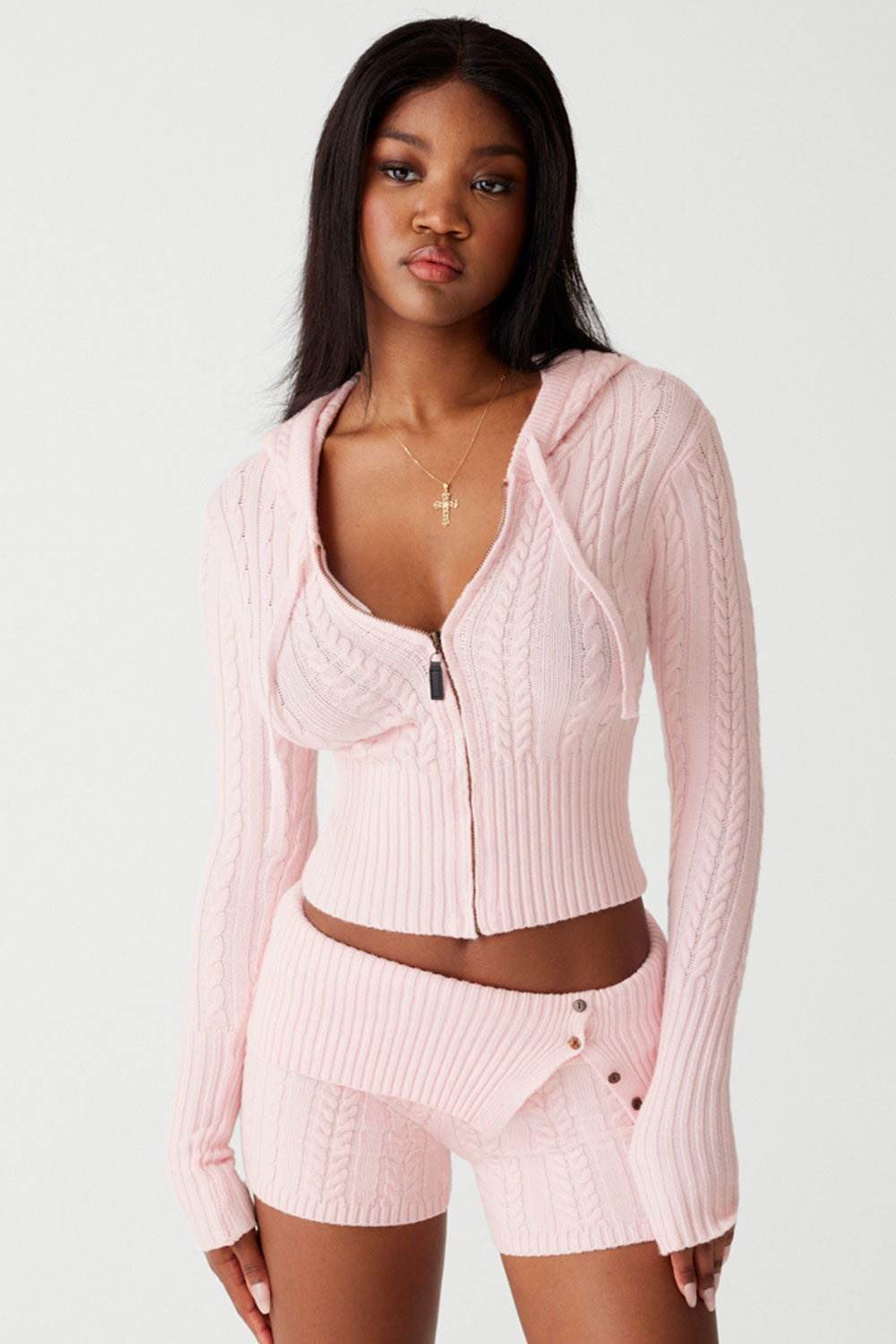 Nolan Cable Cloud Knit Mini Short  Rose Quartz