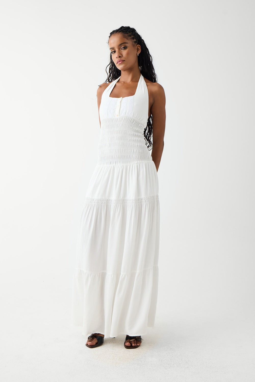 River Halter Maxi Dress - White River Halter Maxi Dress - White