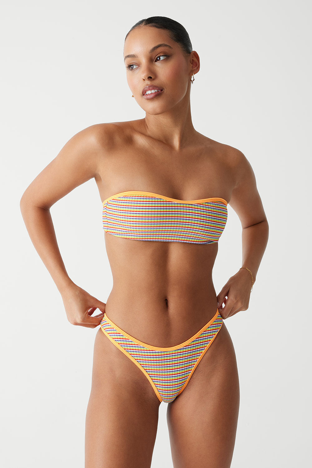 Rosabella Striped Bandeau Bikini Top  Hawaiian Sky