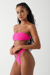Rosabella Bandeau Shine Bikini Top - Candy Pink