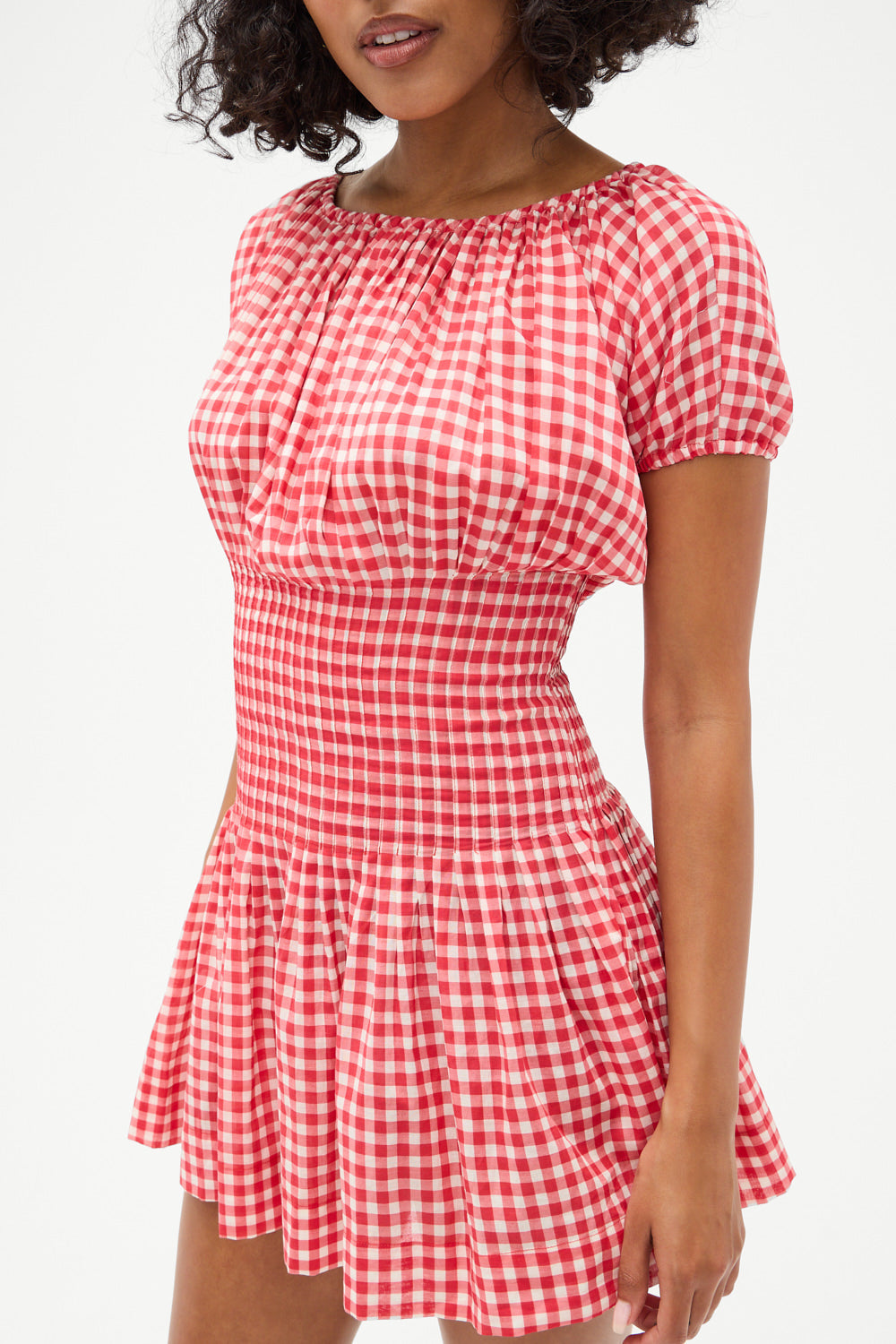 Sadie Gingham Mini Dress   Cherry Gingham
