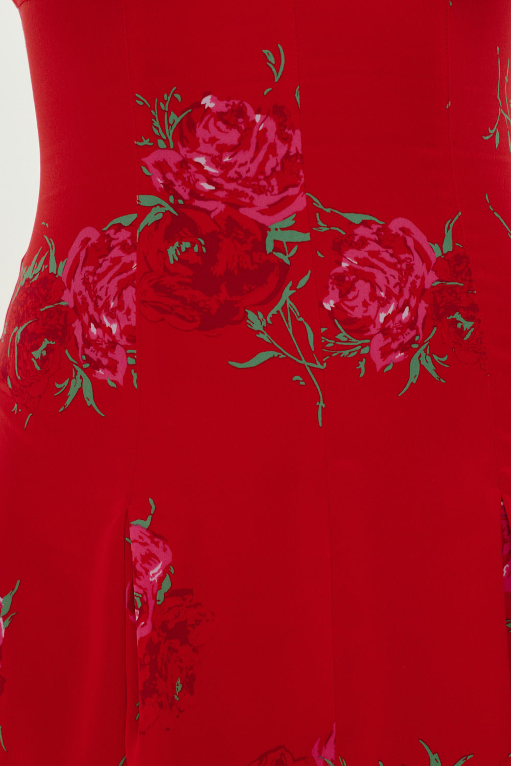 Siren Satin Mini Dress  Red Rose Brushstroke